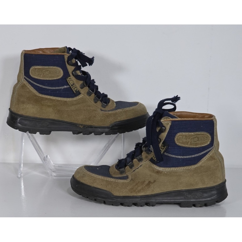 Vasque Womens 8 Vintage Leather Hiking Boots Made In Italy Brown Beige Outdoor